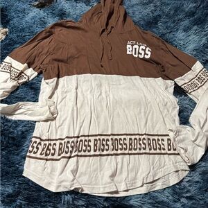 On Fire Brown t-shirt act like a boss      size 3x